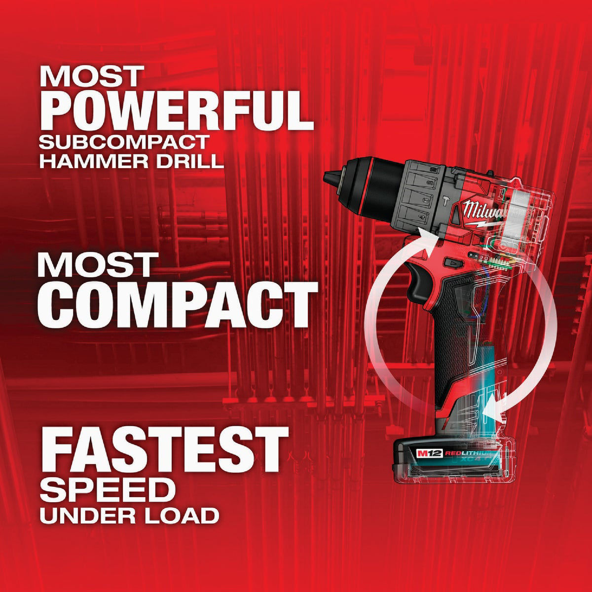 Milwaukee M12 FUEL Brushless 1/2 In. Subcompact Cordless Hammer