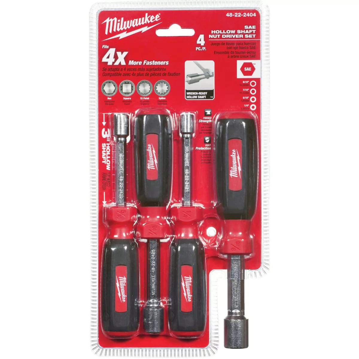 Milwaukee Standard 3 In. Hollow Shaft Nut Driver Set, 4-Piece - photo 2