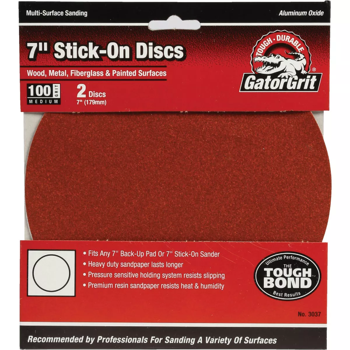 Gator 7 In. 100 Grit Stick-On Sanding Disc (2-Pack)