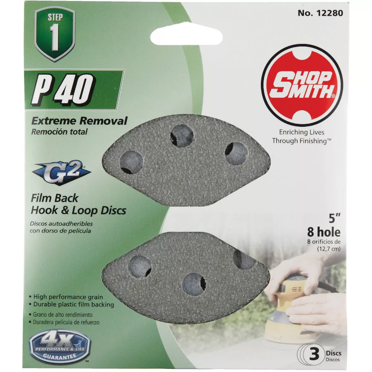 Gator Blade 5 In. 40-Grit 8-Hole Pattern Vented Sanding Disc with Hook & Loop Backing (3-Pack) - photo 2