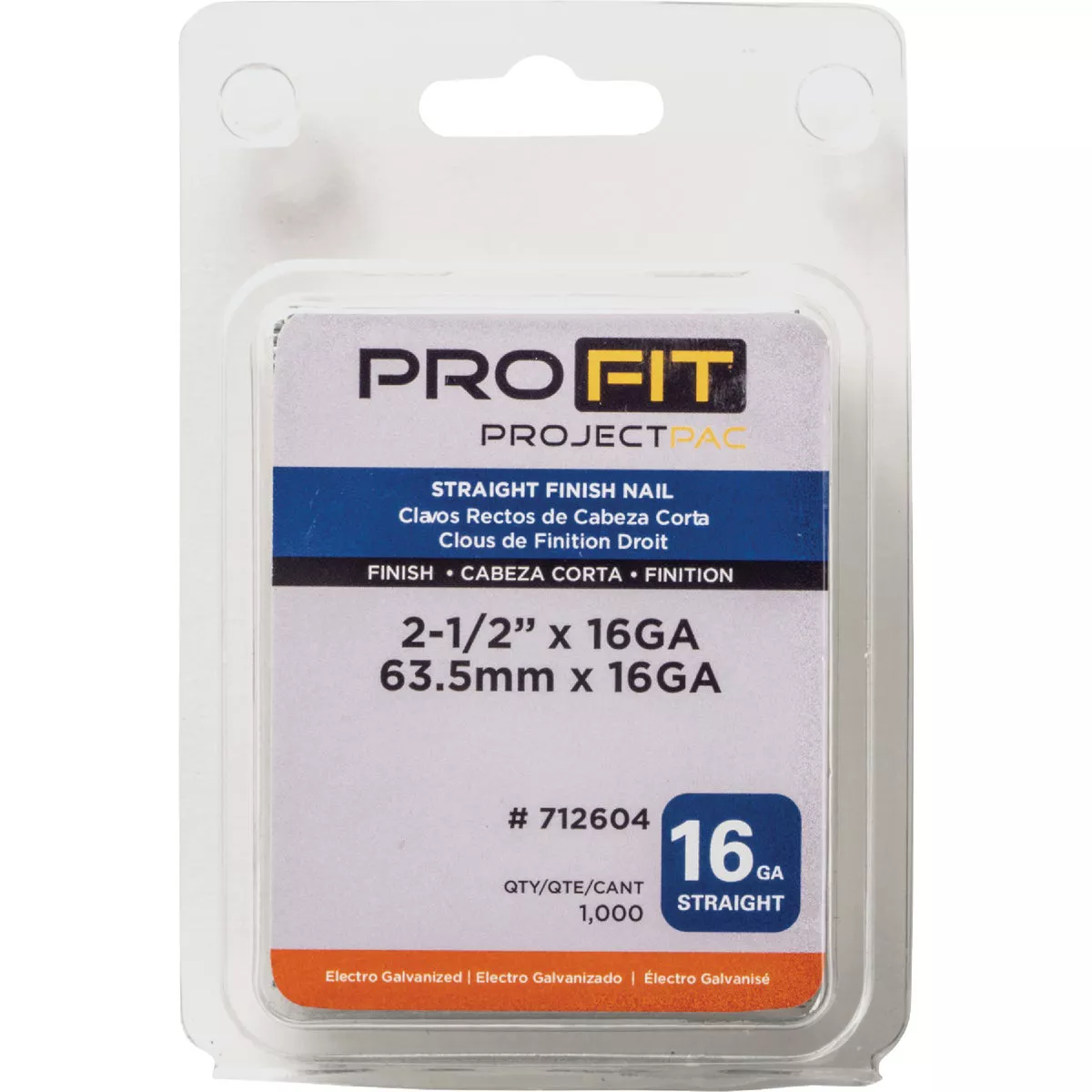 Pro-Fit 2-1/2 In. 16 Gauge Electro Galvanized Straight Finish Nail (1000 Ct.) - photo 2