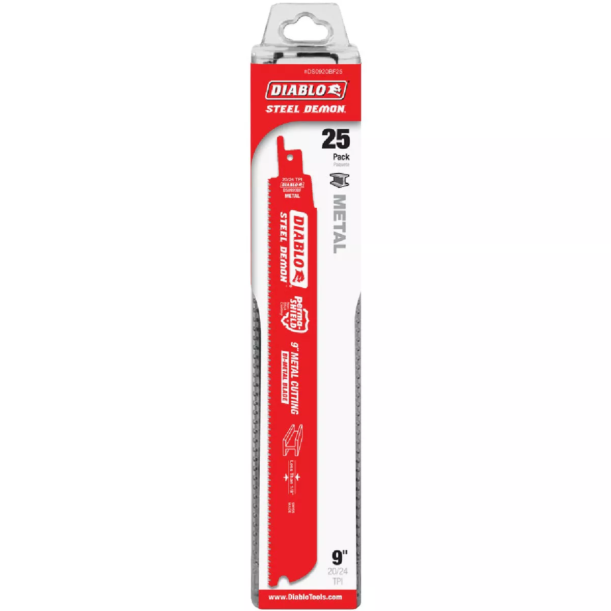 Diablo 9 In. 20/24 TPI Bi-Metal Thin Metal Reciprocating Saw Blade (25-Pack)