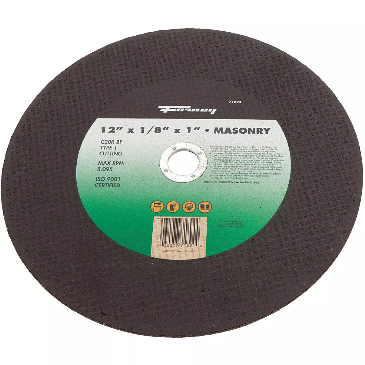 Forney 12 In. x 1 In. Type 1 Cut-Off Wheel