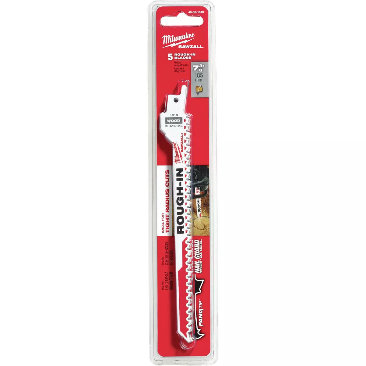 Milwaukee SAWZALL 7-3/8 In. 5 TPI Rough-In Reciprocating Saw Blade (5-Pack)