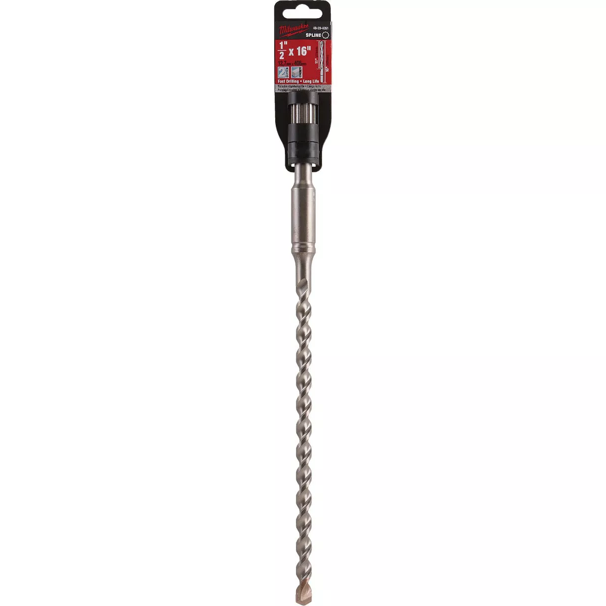 Milwaukee Spline 1/2 In. x 16 In. 2-Cutter Rotary Hammer Drill Bit