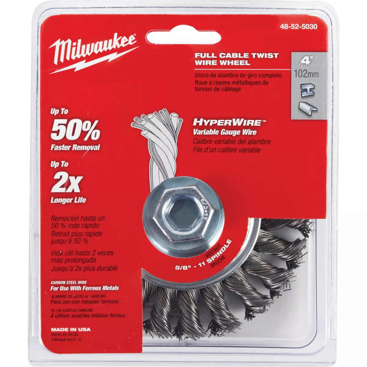 Milwaukee 4 In. Full Cable Knot .020 In./.023 In. Angle Grinder Wire Wheel - photo 2