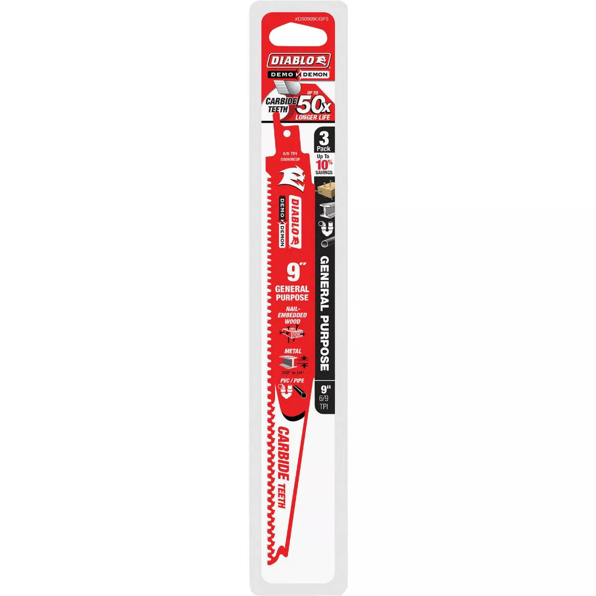 Diablo Demo Demon 9 In. 6/9 TPI Carbide Reciprocating Saw Blade (3-Pack)