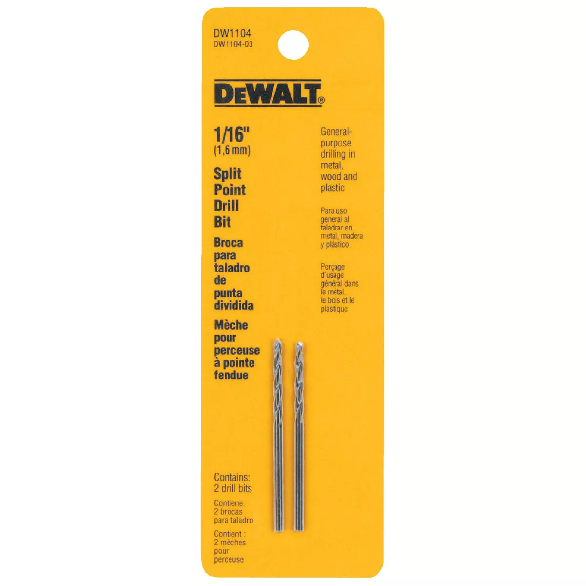 DEWALT 1/16 In. Gold Ferrous Oxide Pilot Point Drill Bit (2-Pack) - photo 2