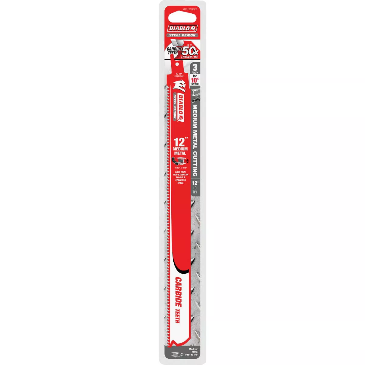 Diablo Steel Demon 12 In. 10 TPI Carbide Medium Metal Reciprocating Saw Blade (3-Pack)