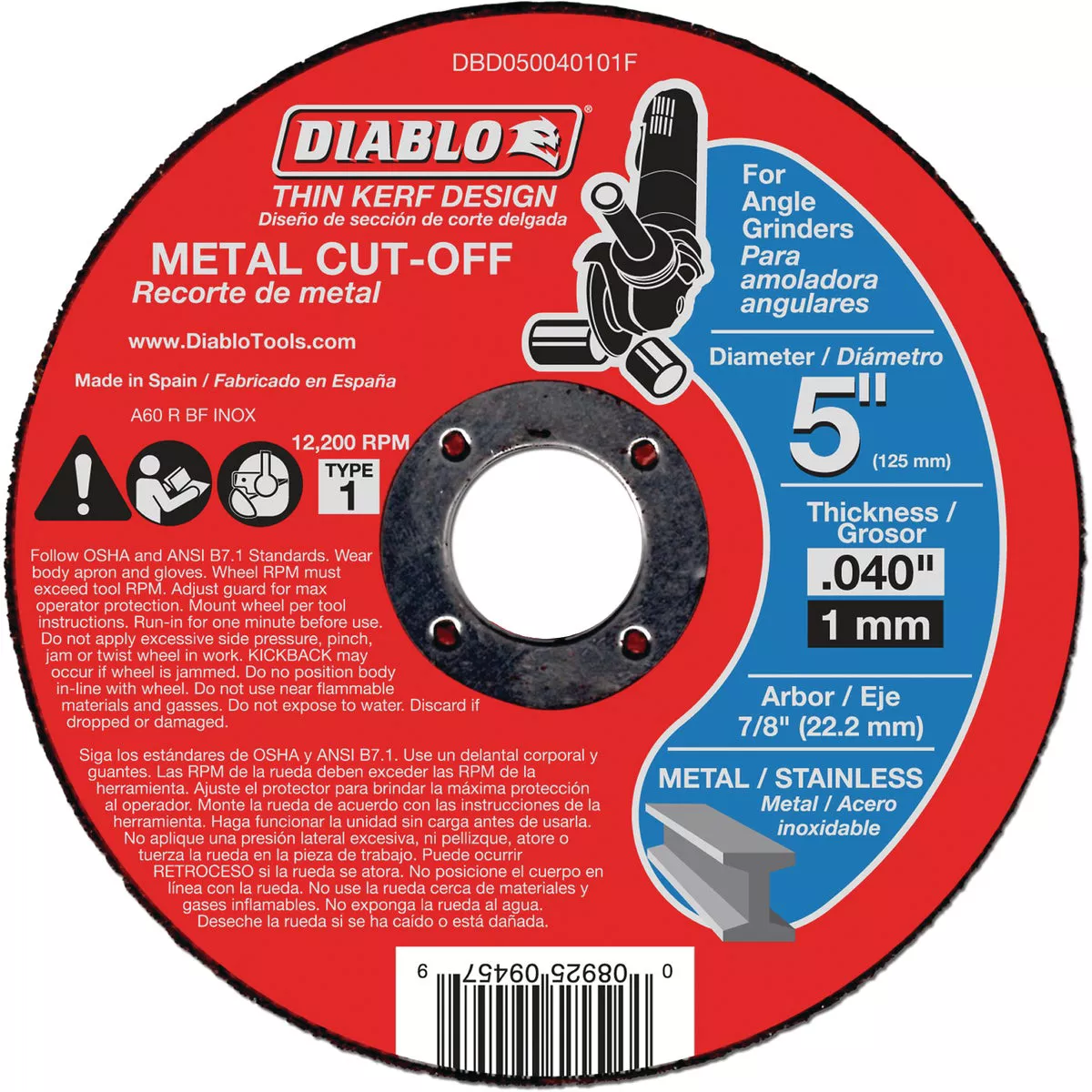 Diablo Type 1 5 In. x 0.040 In. x 7/8 In. Metal Cut-Off Wheel