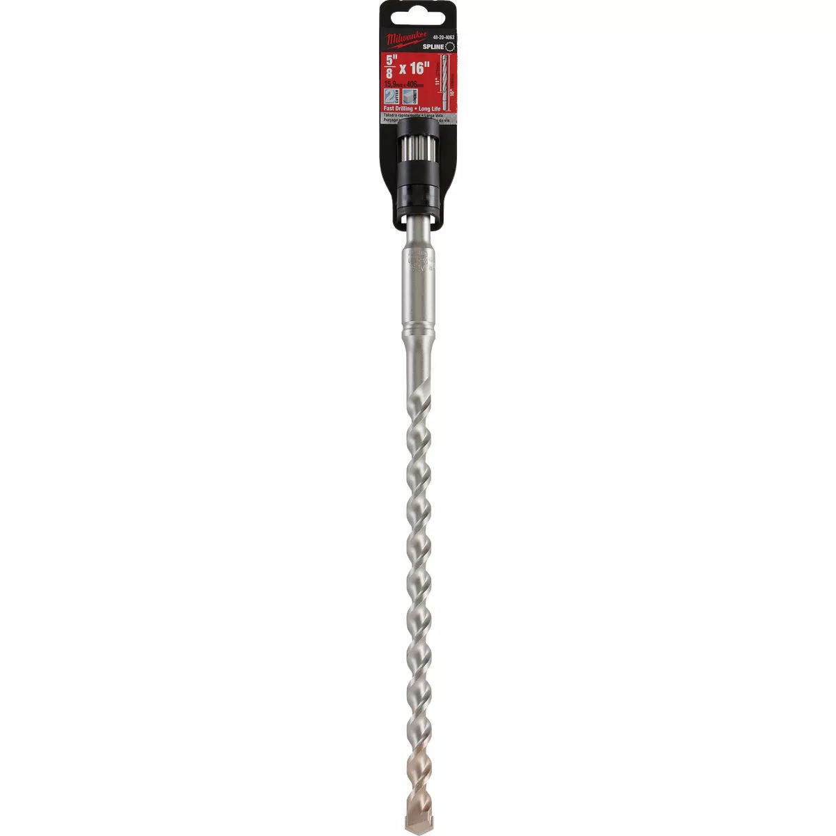 Milwaukee Spline 5/8 In. x 16 In. 2-Cutter Rotary Hammer Drill Bit