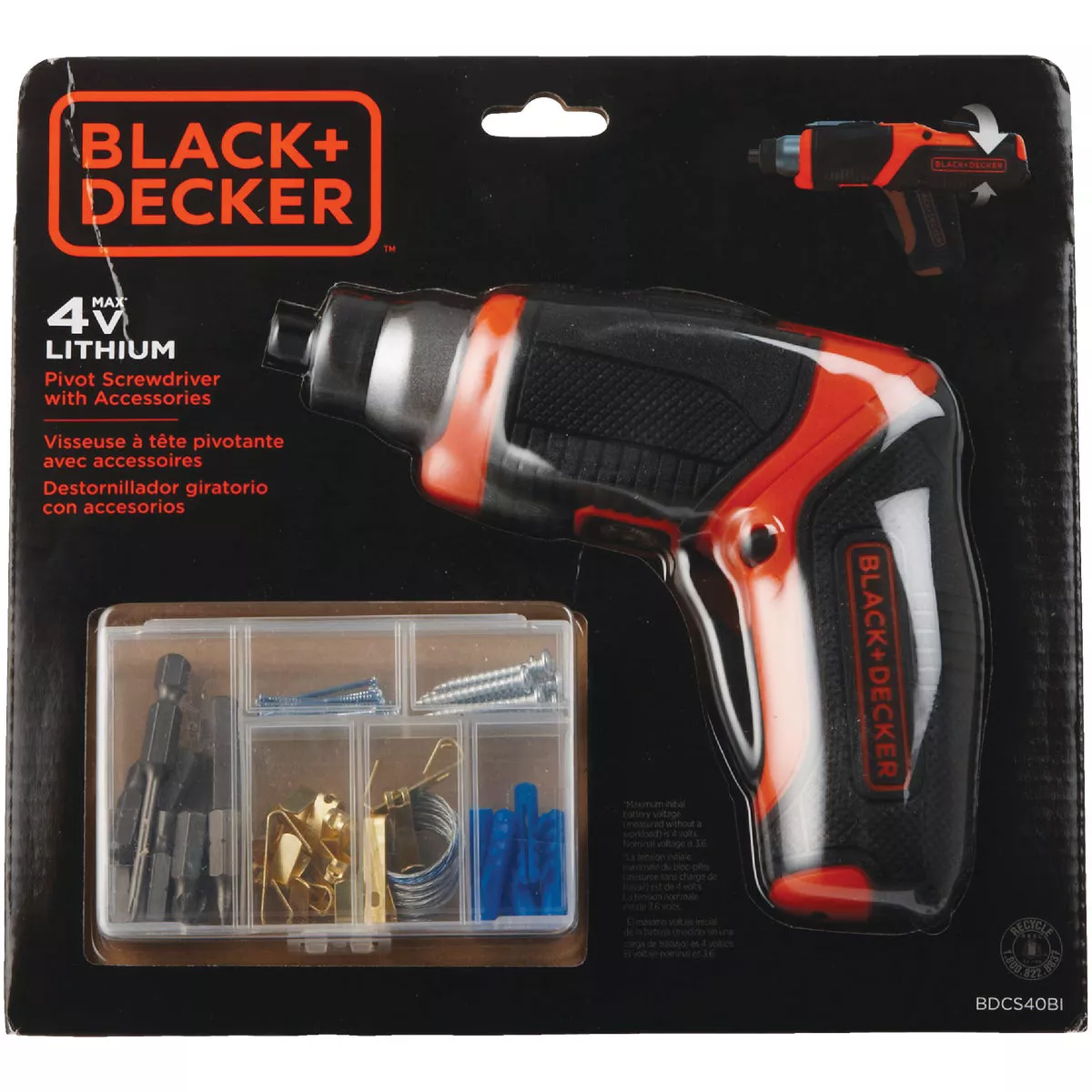 Black & Decker 4-Volt MAX Lithium-Ion Pivot 1/4 In. Cordless Screwdriver with Accessories - photo 4