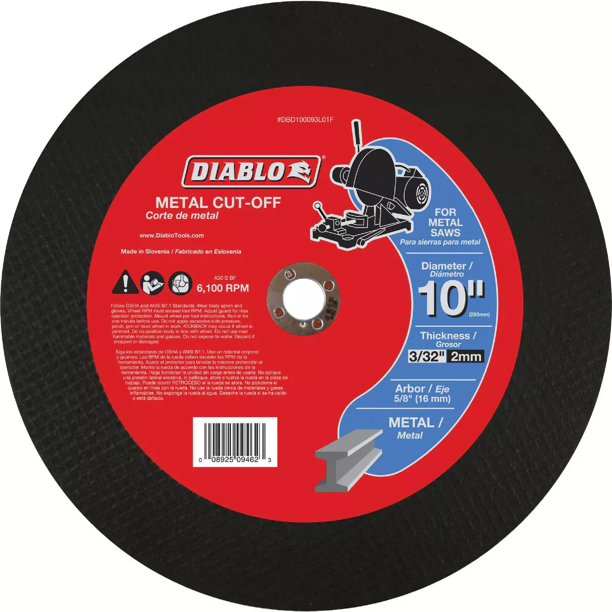Diablo Type 1 10 In. x 3/32 In. x 5/8 In. Metal Cut-Off Wheel
