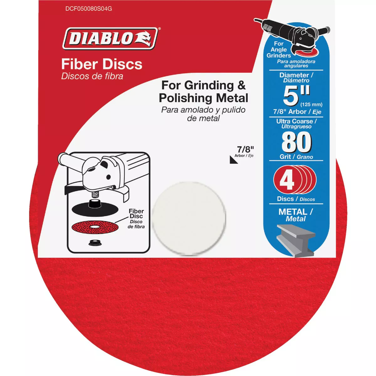 Diablo 5 In. 80-Grit Fiber Disc (4-Pack) - photo 2