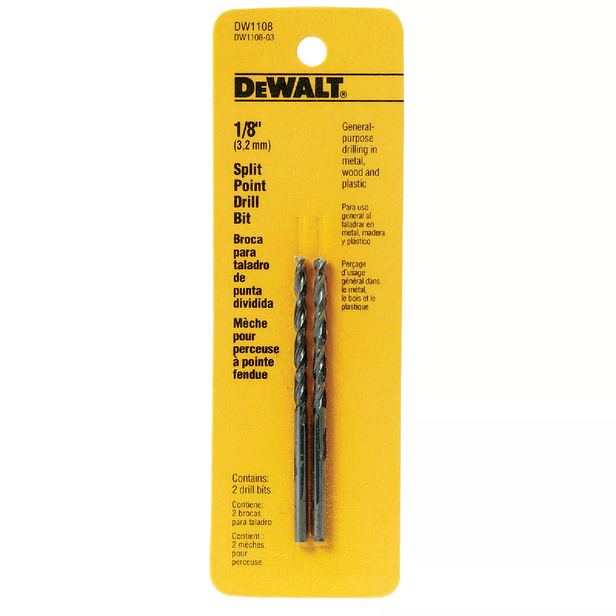 DEWALT 1/8 In. Gold Ferrous Oxide Pilot Point Drill Bit (2-Pack)