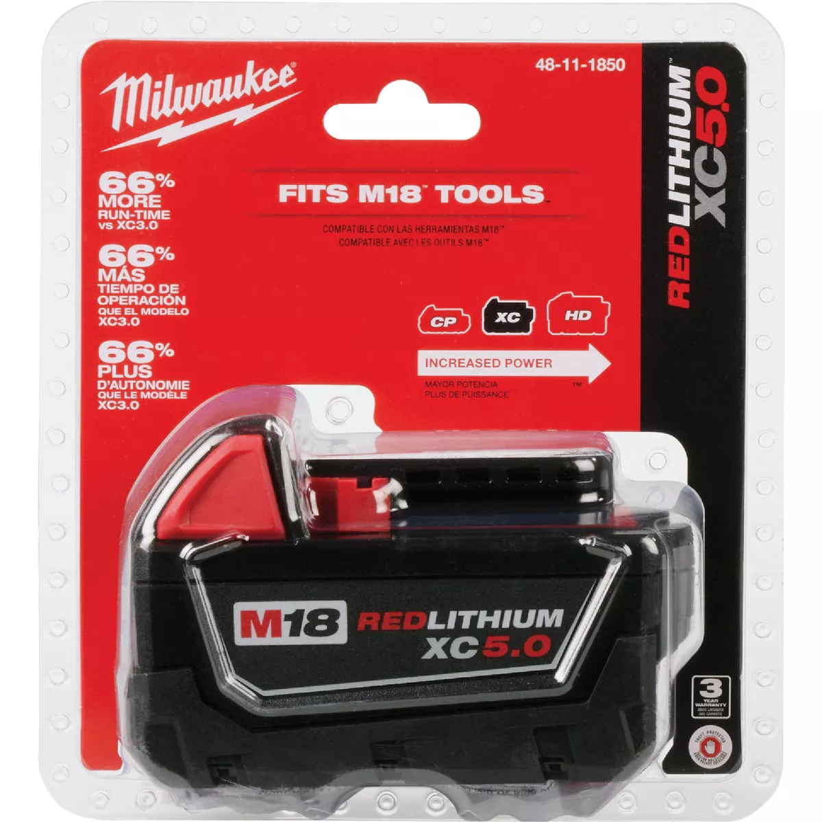Milwaukee M18 REDLITHIUM Lithium-Ion XC 5.0 Ah Extended Capacity Battery Pack - photo 3