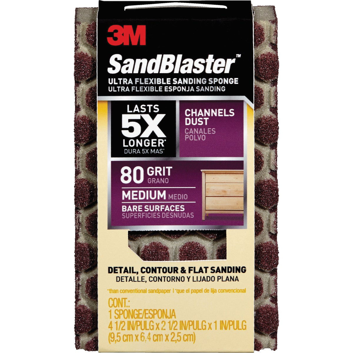 3M SandBlaster 21/2 In. x 41/2 In. x 1 In. Ultra Flexible Sanding