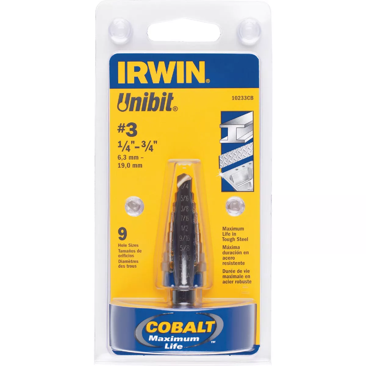 Irwin Unibit 1/4 In. - 3/4 In. #3 Step Drill Bit, 9 Steps - photo 2