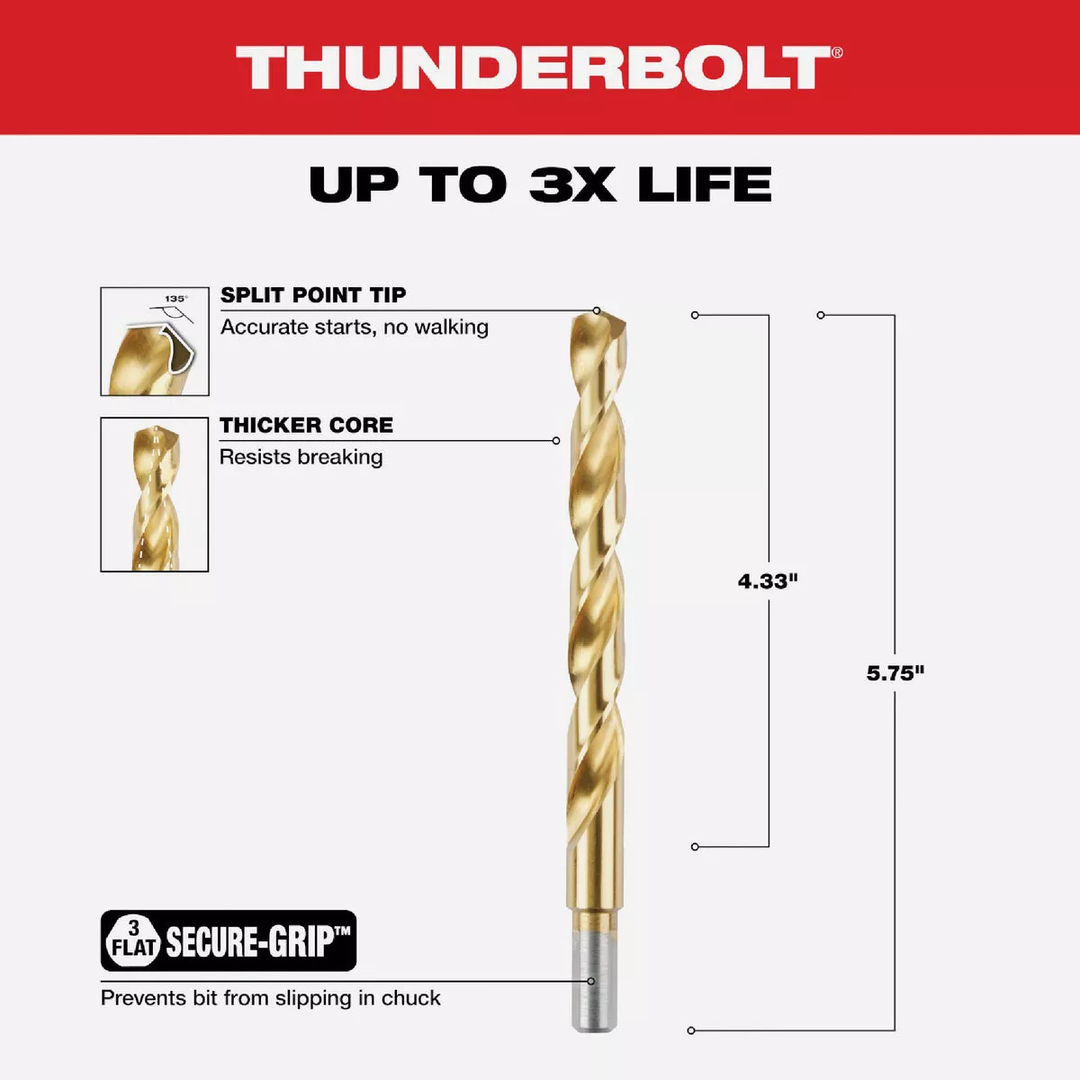 Milwaukee THUNDERBOLT 15/32 In. Titanium Drill Bit - photo 3