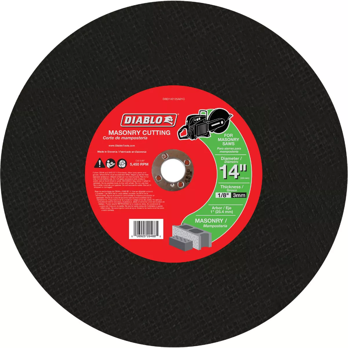 Diablo Type 1 14 In. x 1/8 In. x 1 In. Masonry Cut-Off Wheel