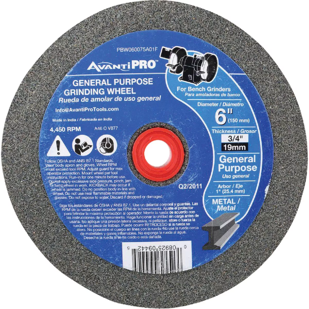 AvantiPRO 6 In. 3/4 In. 1 In. Bench Grinding Wheel