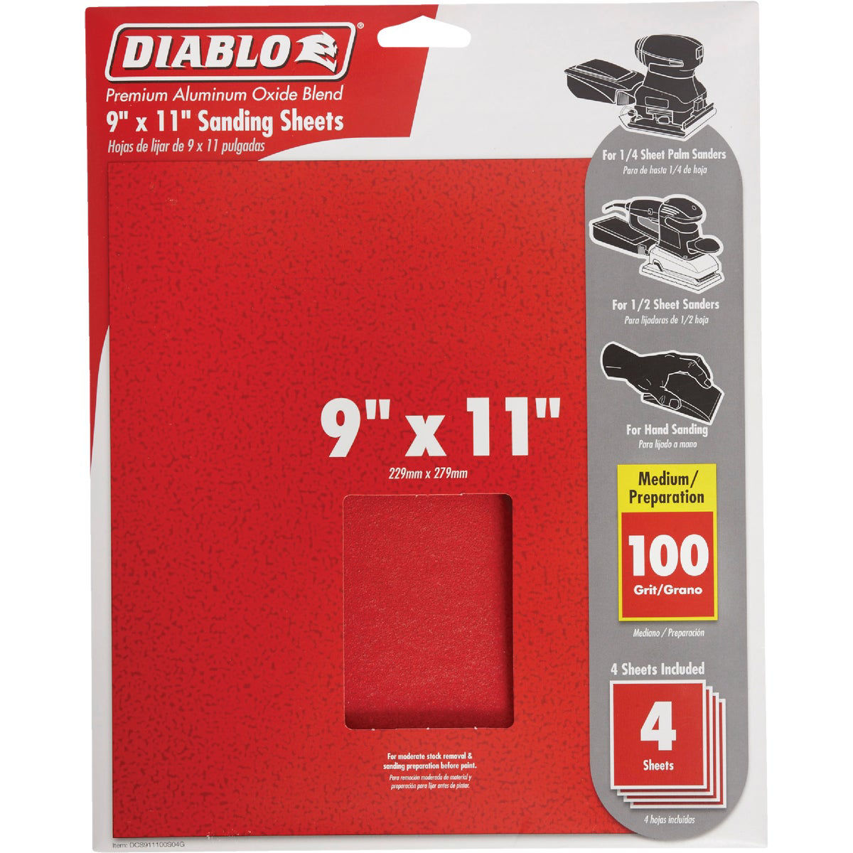 Diablo 9 In. x 11 In. 100 Grit Medium Sandpaper (4Pack) Do it Best