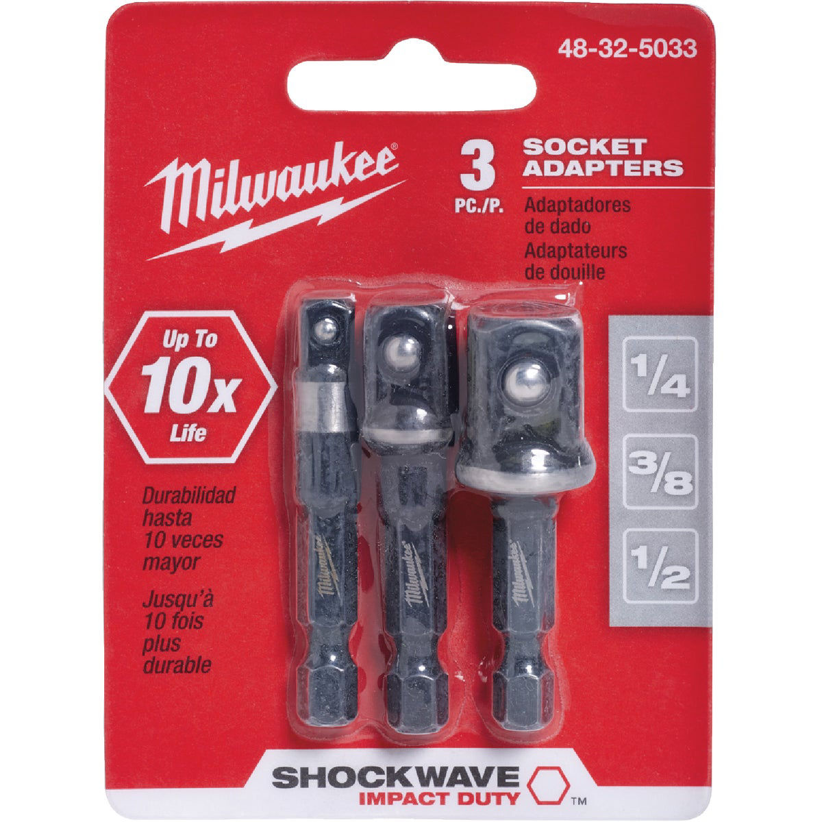 Milwaukee SHOCKWAVE Socket Adapter Set, 3 Piece Do it Best