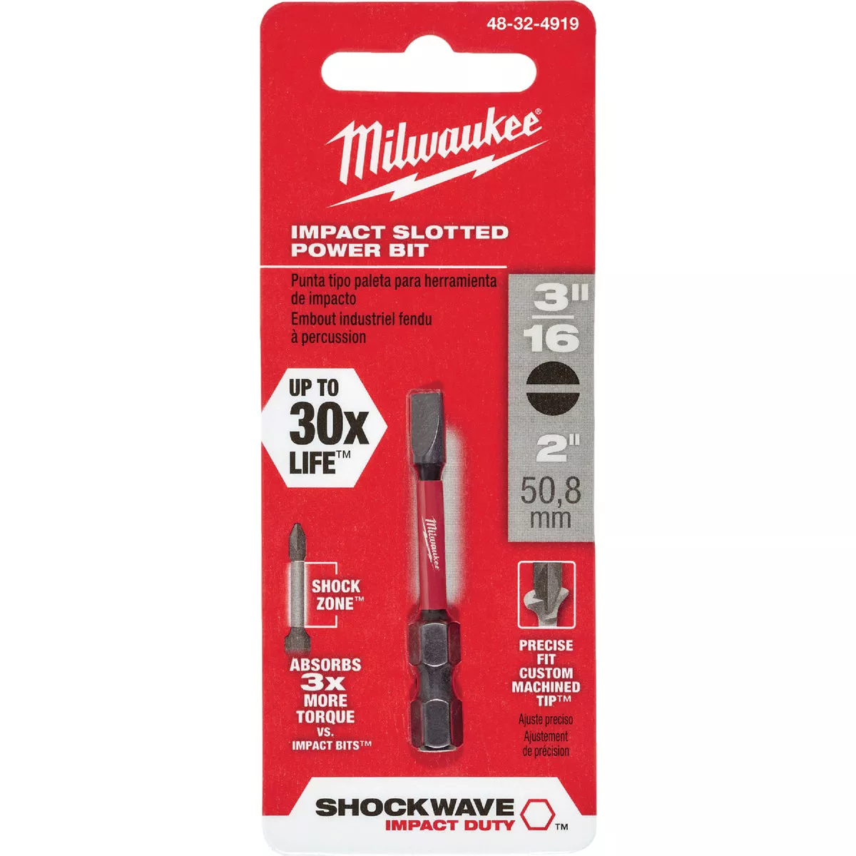 Milwaukee SHOCKWAVE 3/16 In. Slotted 2 In. Power Impact Screwdriver Bit