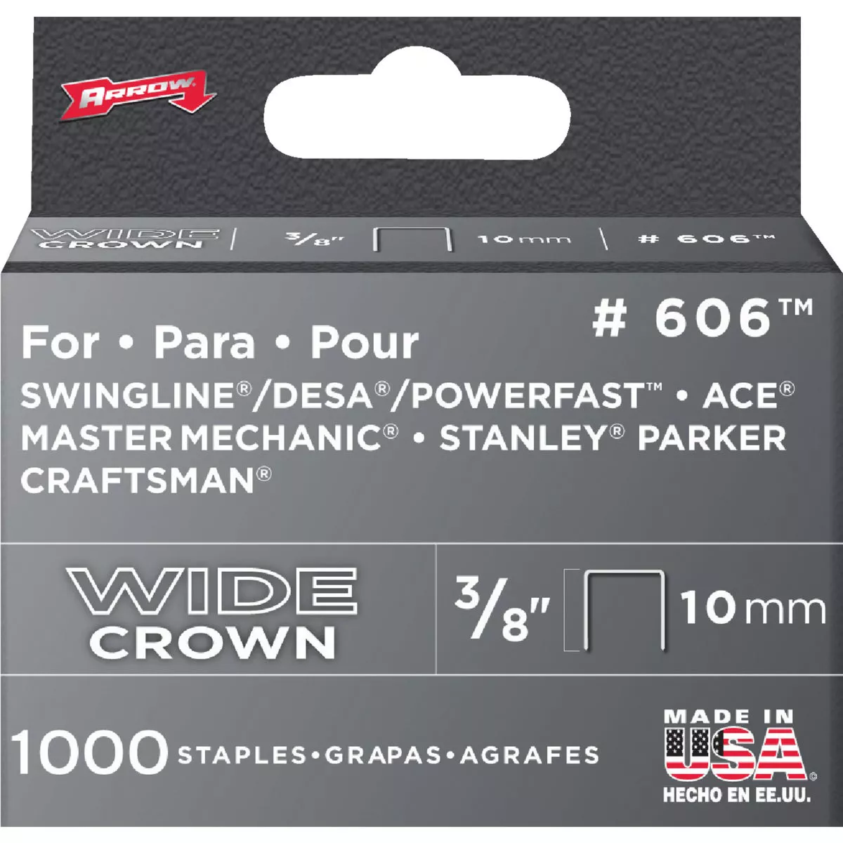 Arrow Heavy-Duty Wide Crown Staple, 3/8 In. (1000-Pack)