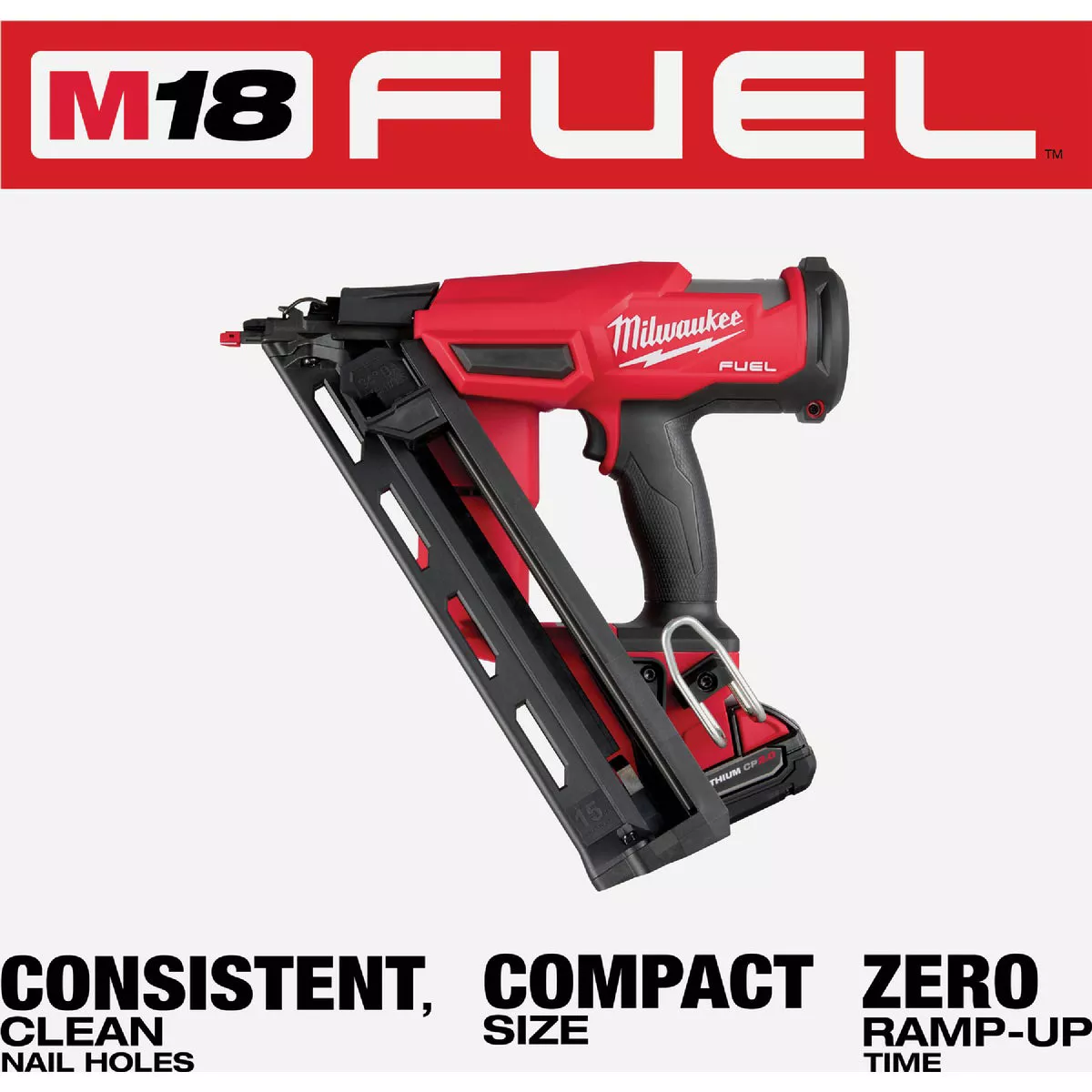 Milwaukee M18 FUEL Brushless 15-Gauge 2-1/2 In. Angled Cordless Finish Nailer Kit with 2.0 Ah Battery & Charger - photo 8