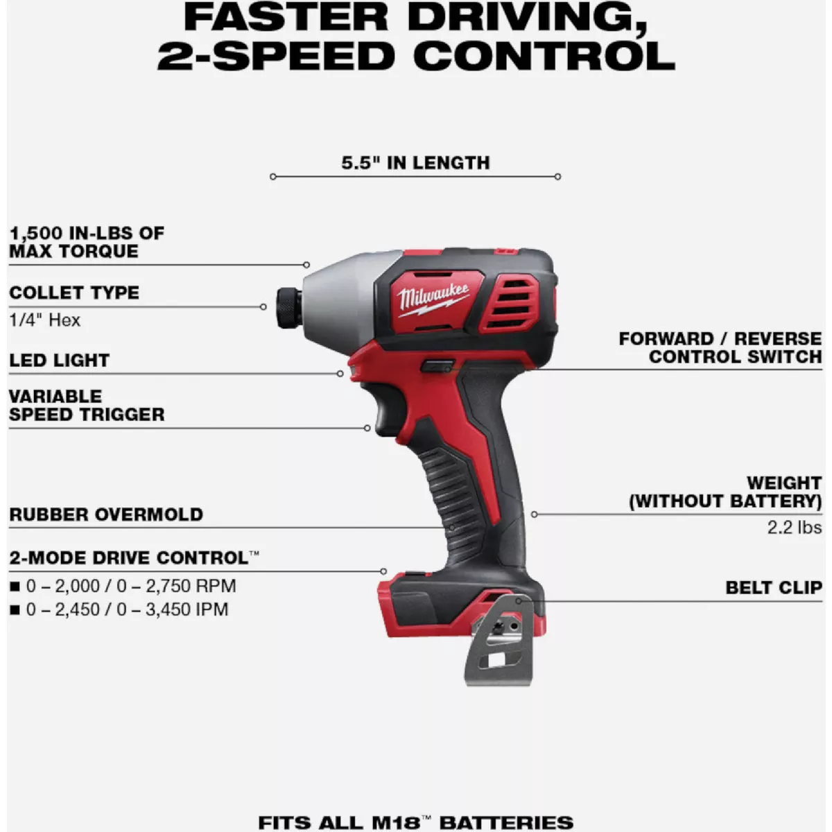 Milwaukee M18 2-Speed 1/4 In. Hex Cordless Impact Driver (Tool Only) - photo 2