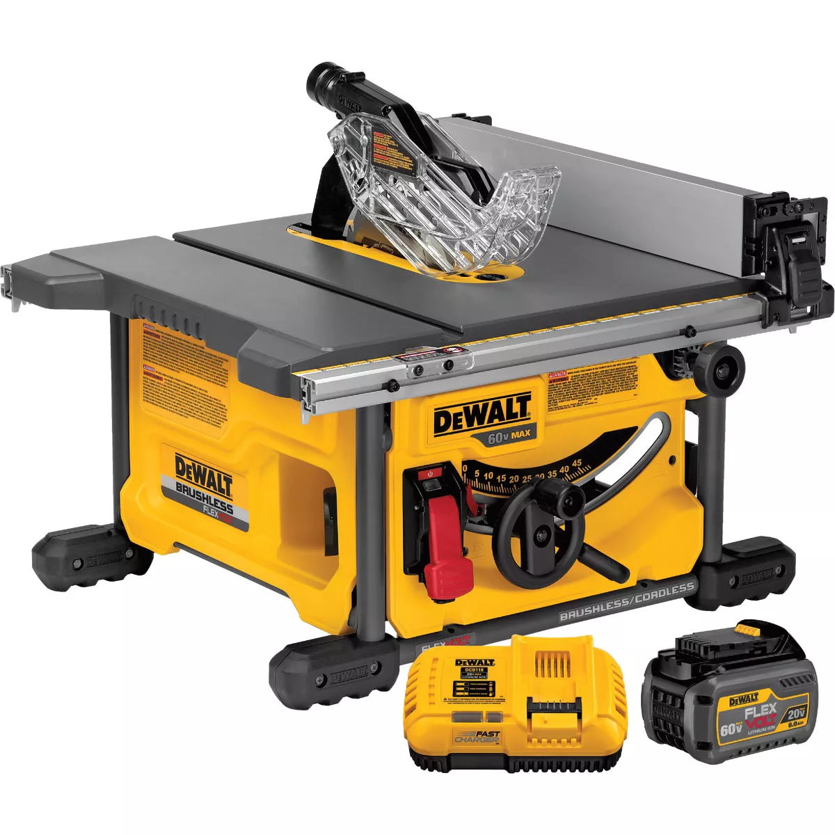 DEWALT FLEXVOLT 60V MAX Brushless 8-1/4 In. Cordless Table Saw Kit with 6.0 Ah Battery & Charger
