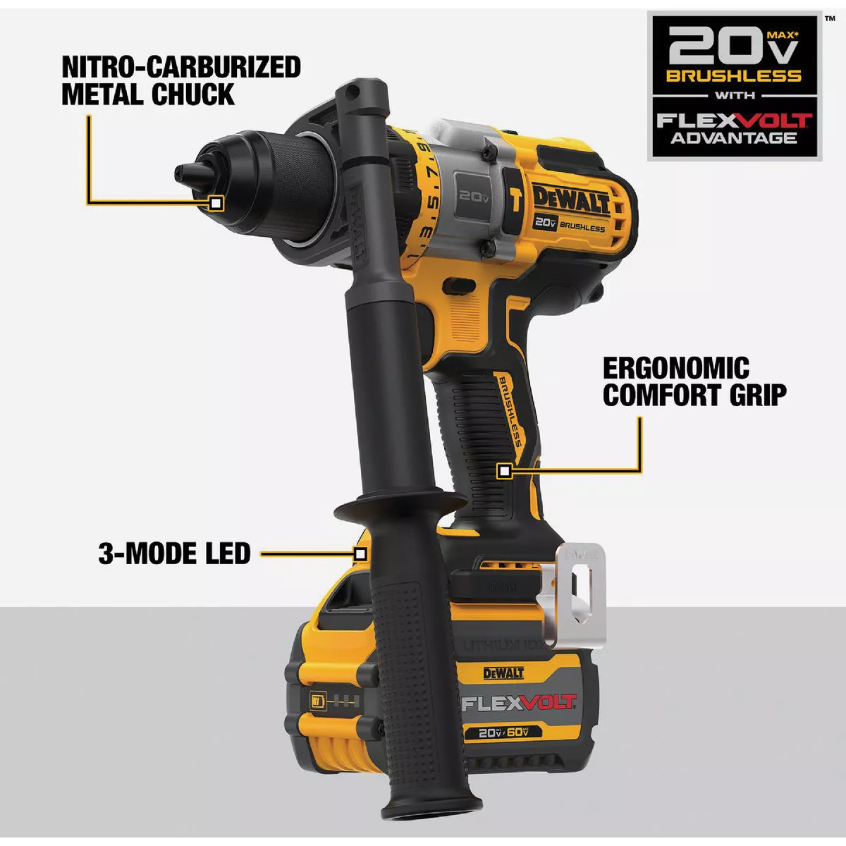 DEWALT 20V MAX 2-Tool Brushless Cordless Hammer Drill & Impact Driver Combo Kit with FLEXVOLT ADVANTAGE & (2) Batteries & Charger - photo 3
