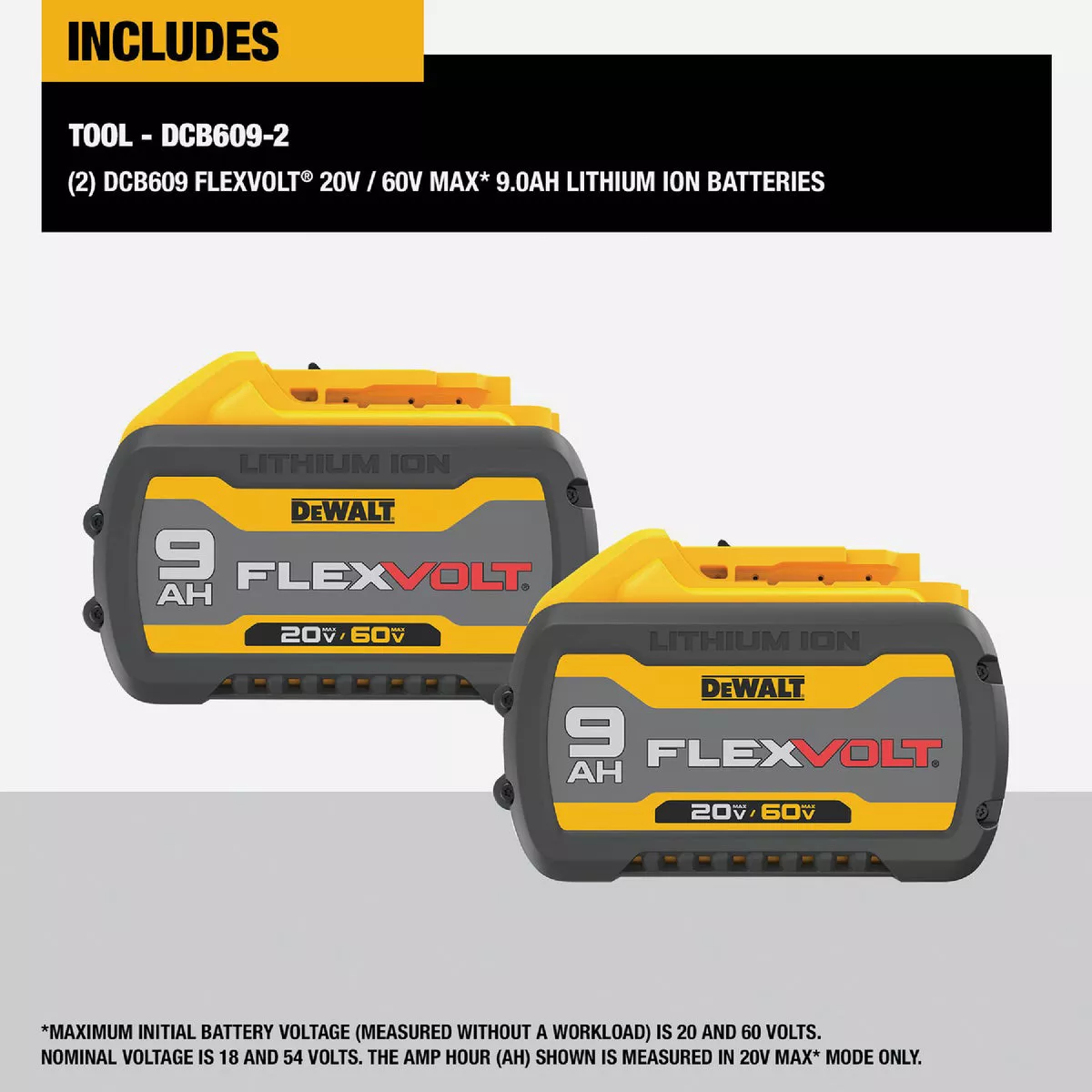 DEWALT FLEXVOLT 20V/60V MAX Lithium-Ion 9.0 Ah Battery Pack (2-Pack) - photo 5