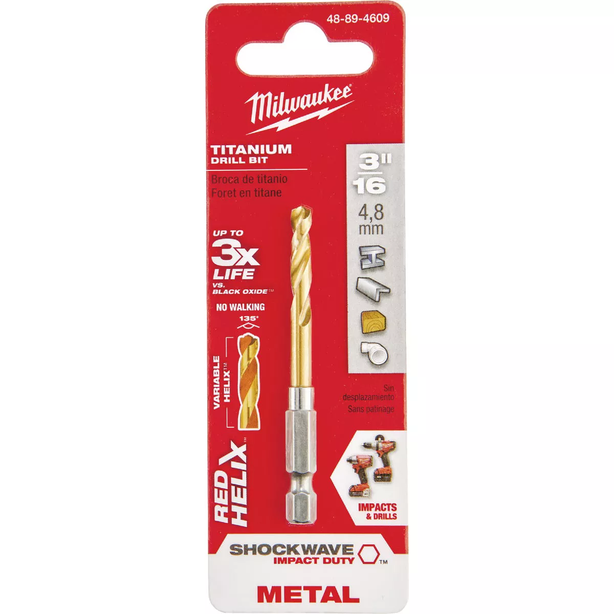 Milwaukee SHOCKWAVE Impact Duty 3/16 In. Titanium Hex Shank Drill Bit