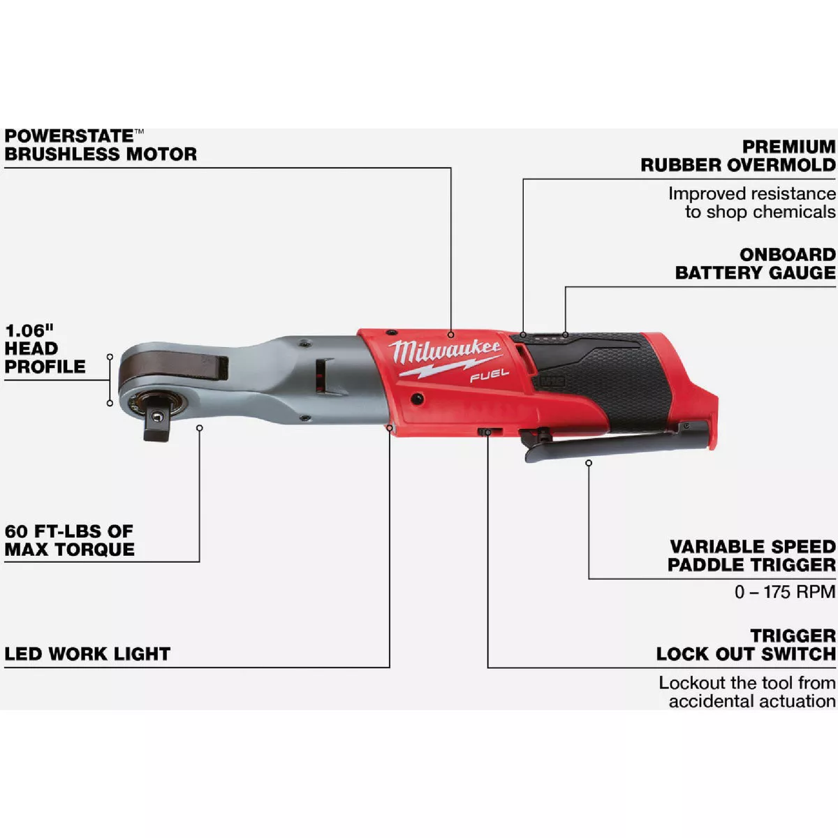 Milwaukee M12 FUEL 12-Volt Lithium-Ion Brushless 1/2 In. Cordless Ratchet (Tool Only) - photo 4