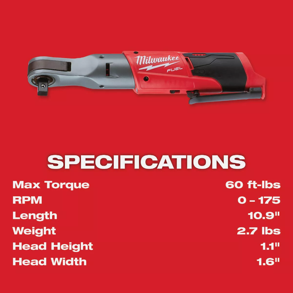 Milwaukee M12 FUEL 12-Volt Lithium-Ion Brushless 1/2 In. Cordless Ratchet (Tool Only) - photo 8