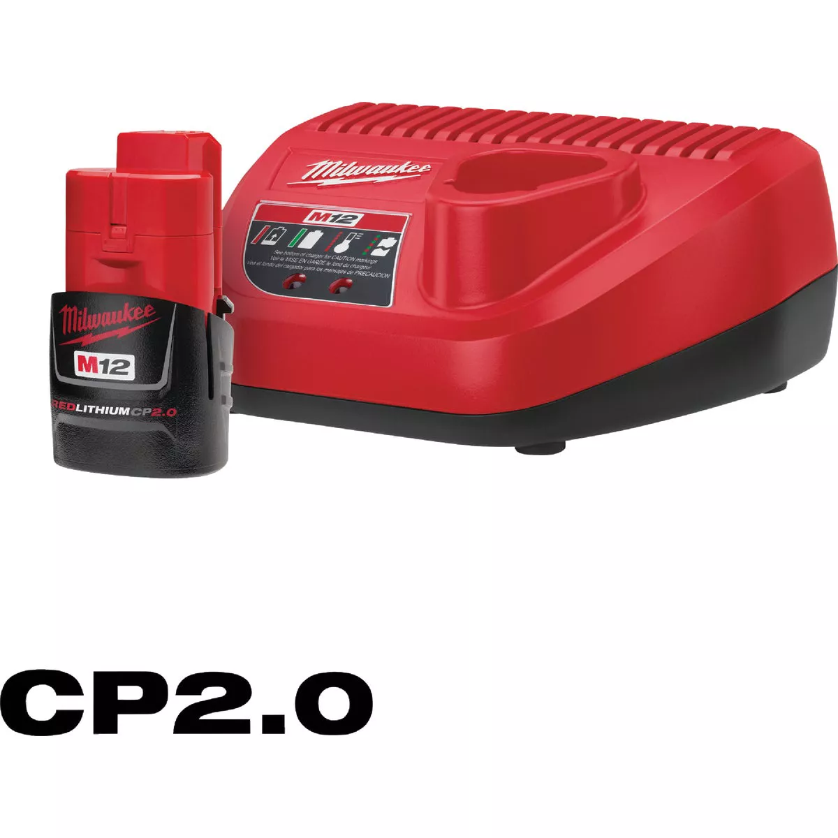 Milwaukee M12 REDLITHIUM Lithium-Ion 2.0 Ah Compact Battery Pack & Charger Starter Kit