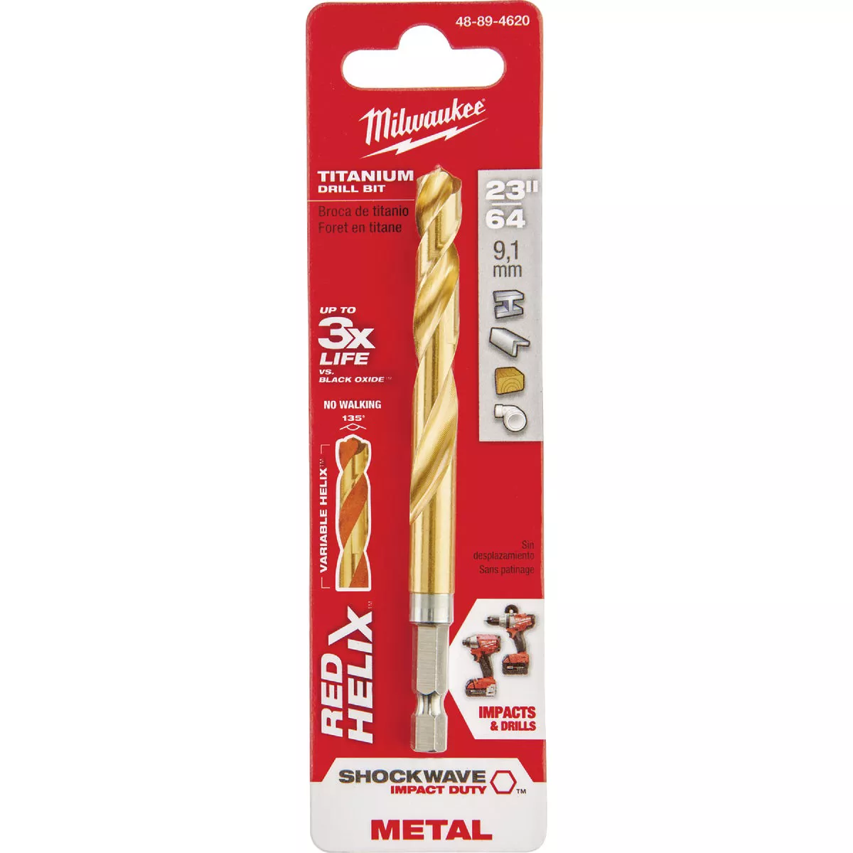 Milwaukee SHOCKWAVE Impact Duty 23/64 In. Titanium Hex Shank Drill Bit