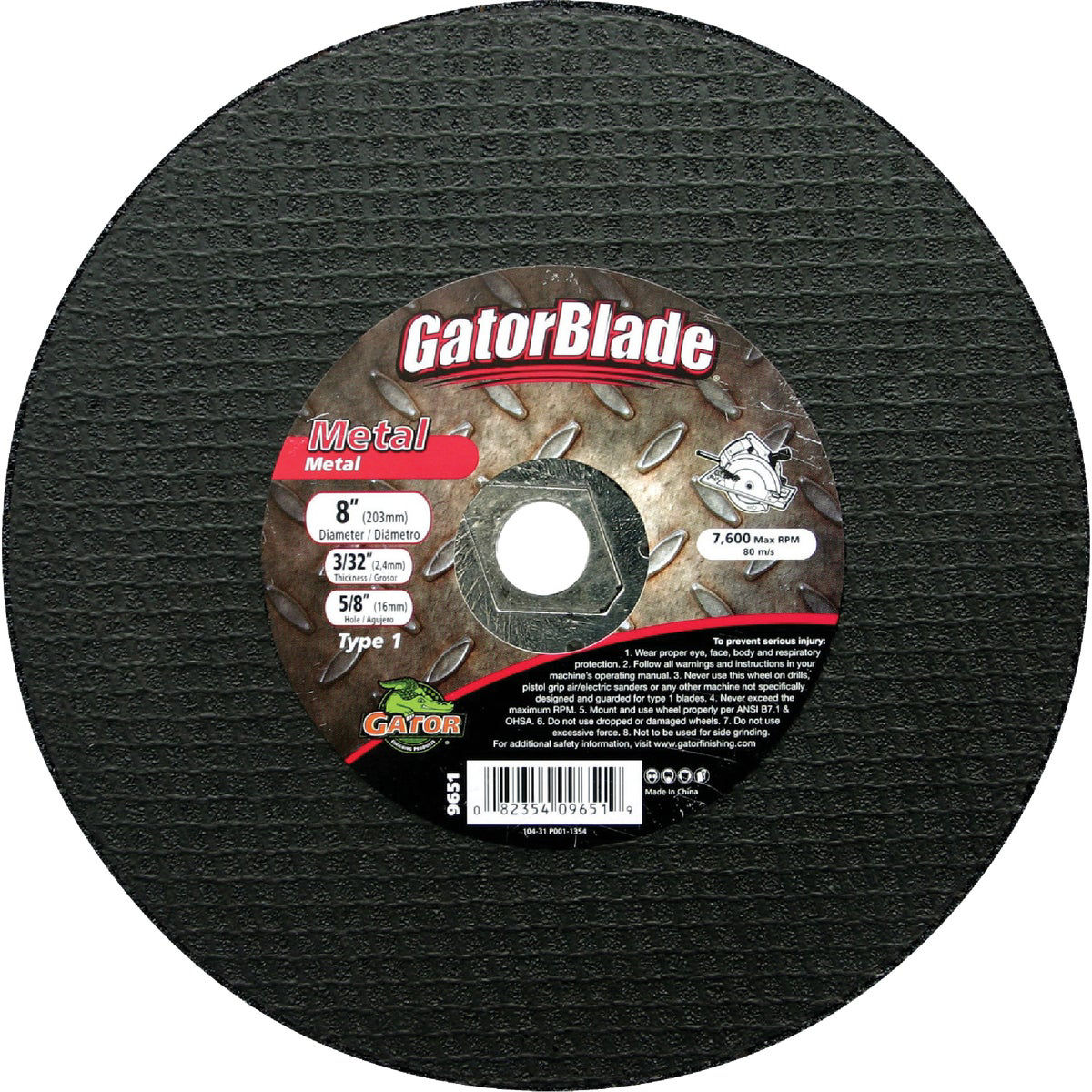 Gator Blade Type 1 8 In. x 3/32 In. x 5/8 In. Metal CutOff Wheel Do