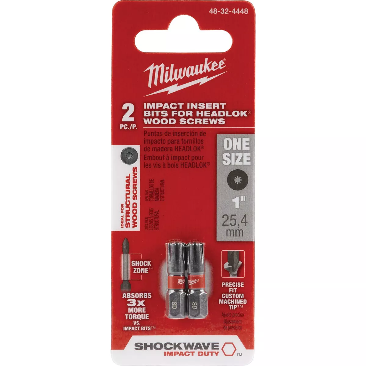 Milwaukee SHOCKWAVE HeadLOK Insert Impact Screwdriver Bit (2-Pack)