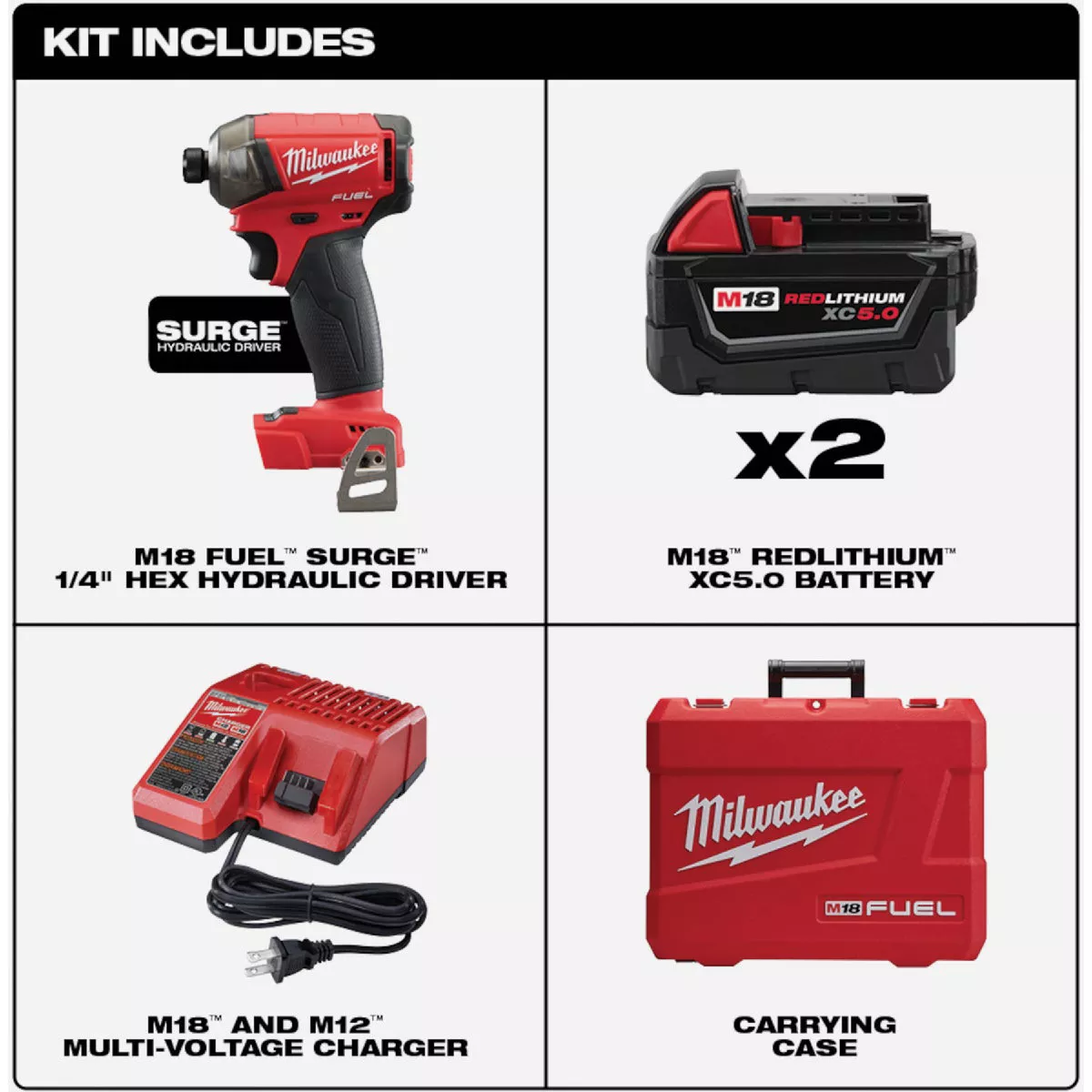 Milwaukee M18 FUEL SURGE Brushless 1/4 In. Hex Hydraulic Cordless Impact Driver Kit with (2) 5.0 Ah Batteries & Charger - photo 4