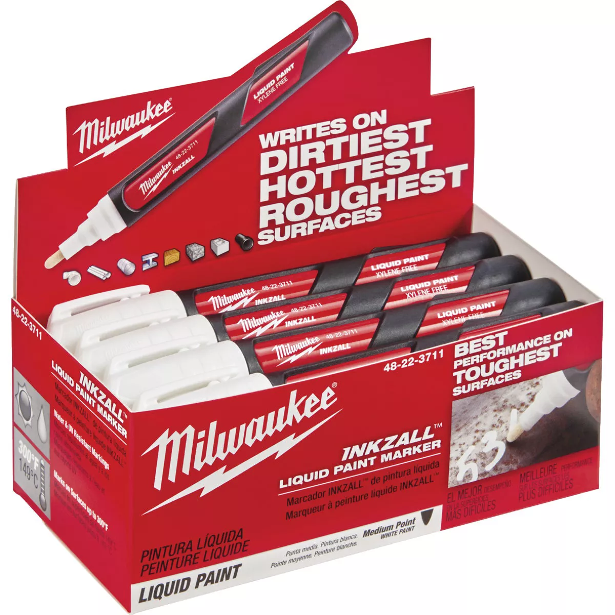 Milwaukee INKZALL Nib Point White Liquid Paint Job Site Marker - photo 3
