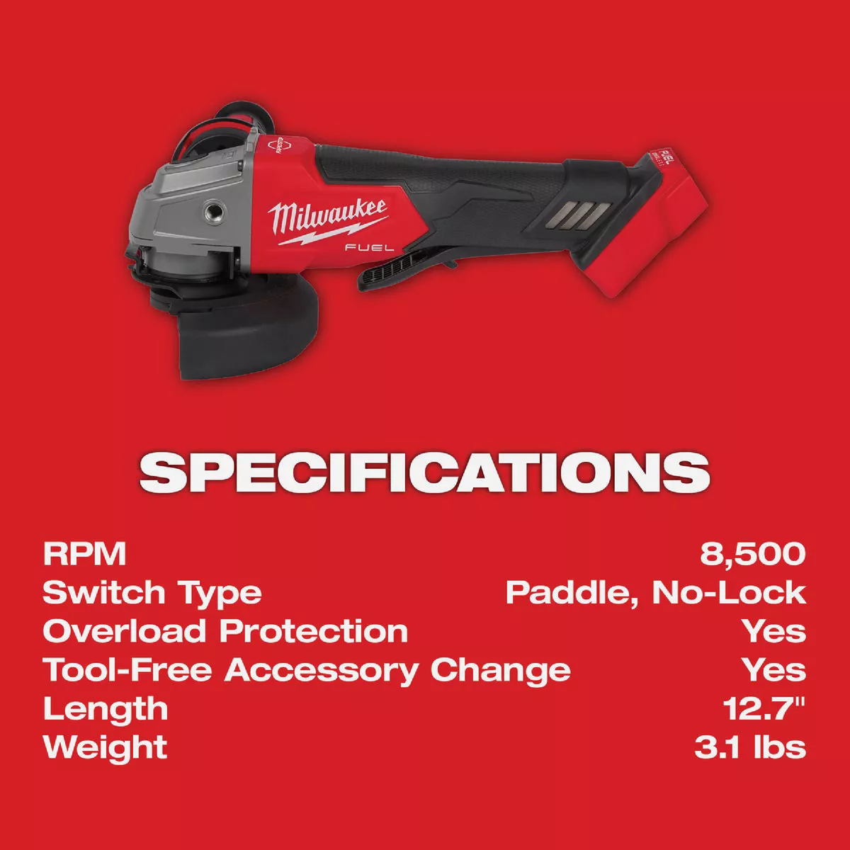 Milwaukee M18 FUEL 4-1/2 In. / 5 In. Brushless Cordless Angle Grinder with Paddle Switch (Tool Only) - photo 4