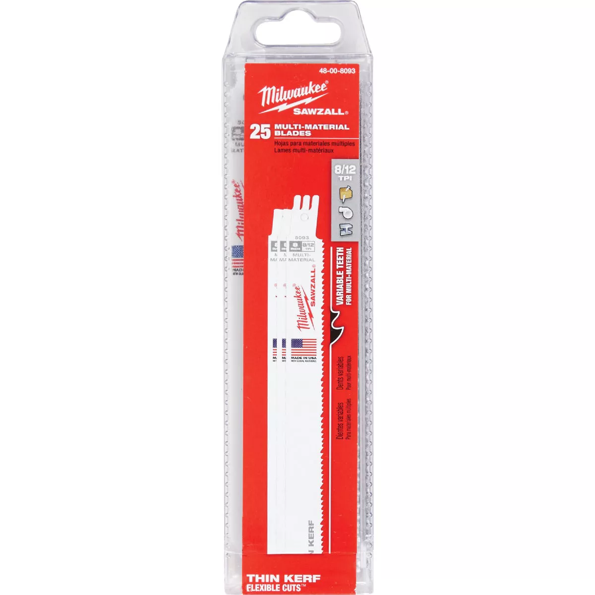 Milwaukee SAWZALL 8 In. 8/12 TPI Multi-Material Reciprocating Saw Blade (25-Pack) - photo 2
