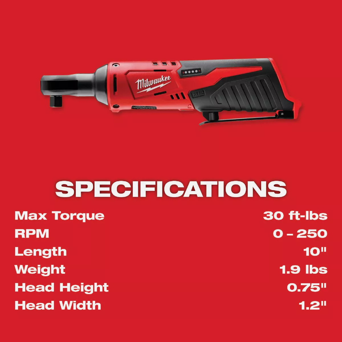 Milwaukee M12 12-Volt Lithium-Ion 3/8 In. Cordless Ratchet (Tool Only) - photo 4