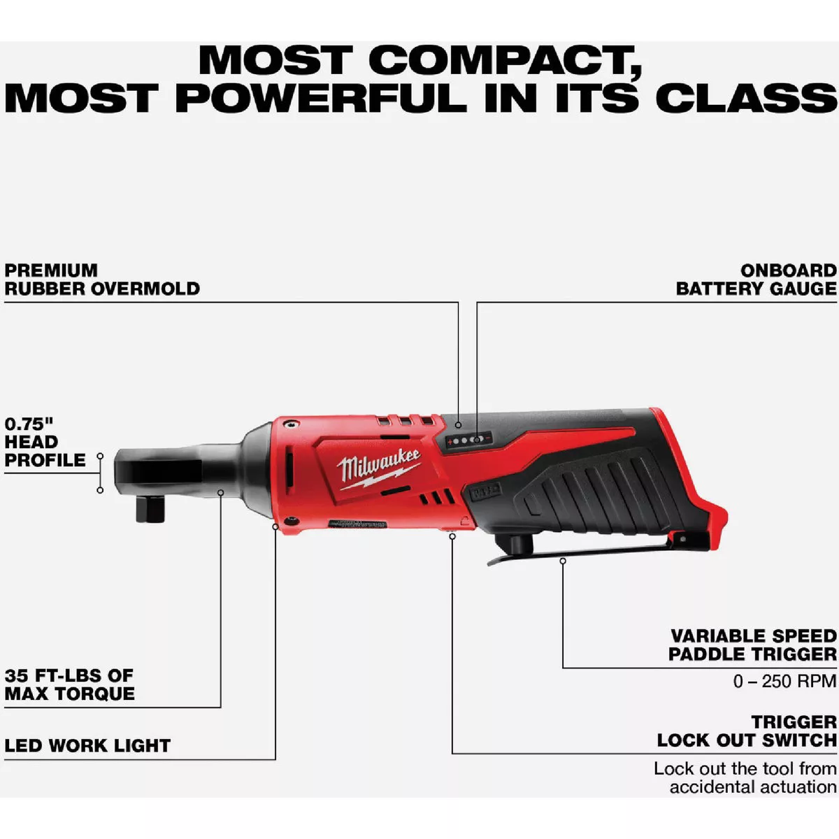 Milwaukee M12 12-Volt Lithium-Ion 3/8 In. Cordless Ratchet (Tool Only) - photo 3