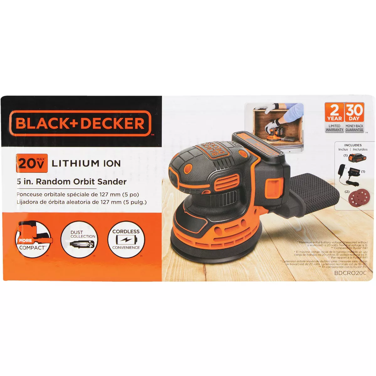 Black & Decker 20-Volt MAX Lithium-Ion Random Orbit Cordless Sander Kit - photo 4