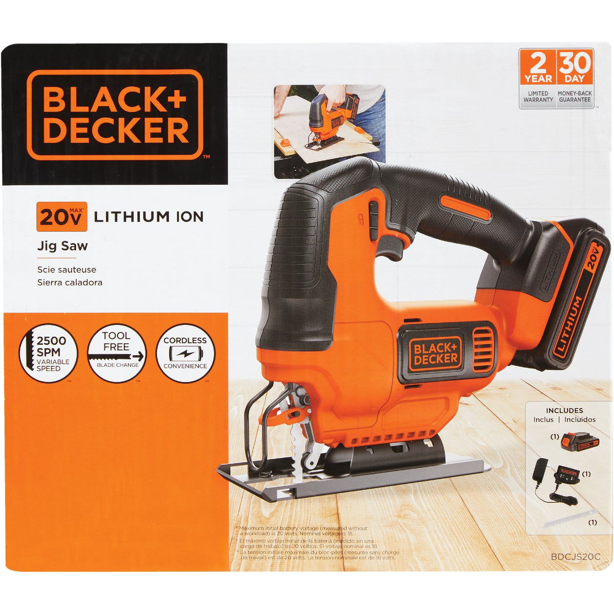 Buy Black+Decker BDCJS20C Jig Saw, Battery Included, 20 V, 3/4 in