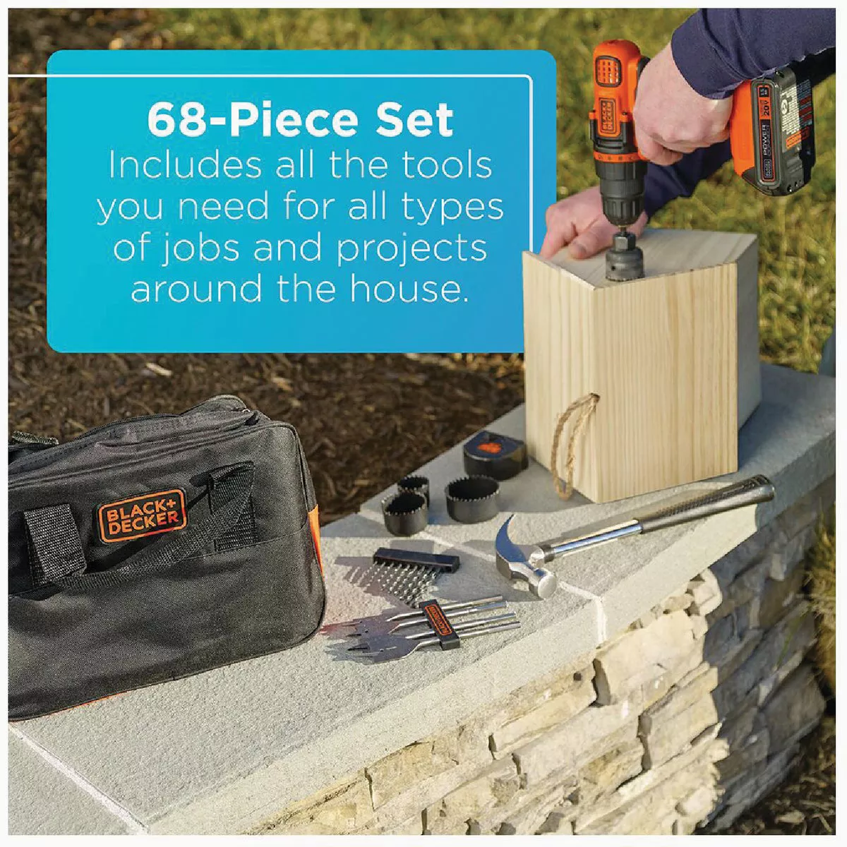 Black & Decker 20V MAX 3/8 In. Cordless Drill & Project Kit (68